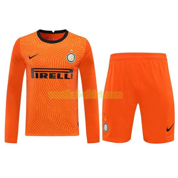 inter milan lange mouwen doelman shirts+pantalón 2021 oranje mannen