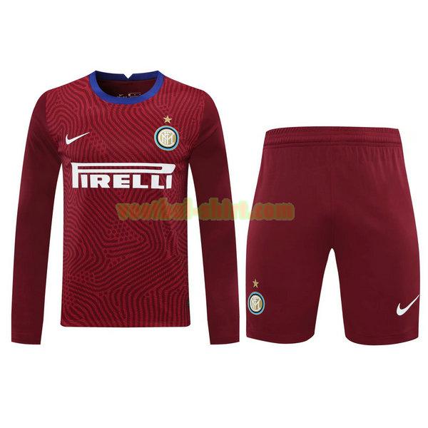 inter milan lange mouwen doelman shirts+pantalón 2021 rood mannen