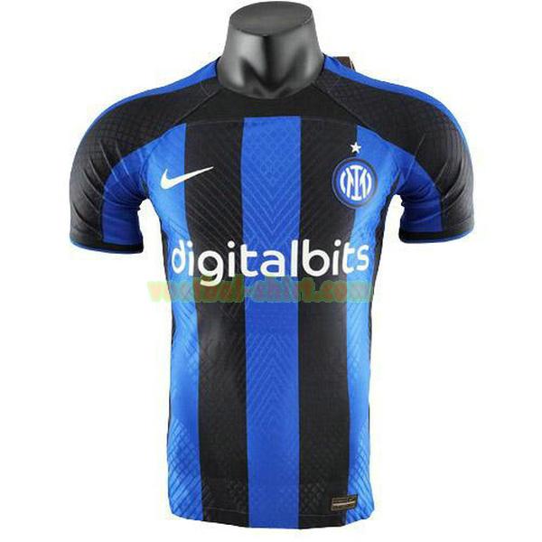 inter milan thuis shirt 2022 2023 player blauw zwart mannen