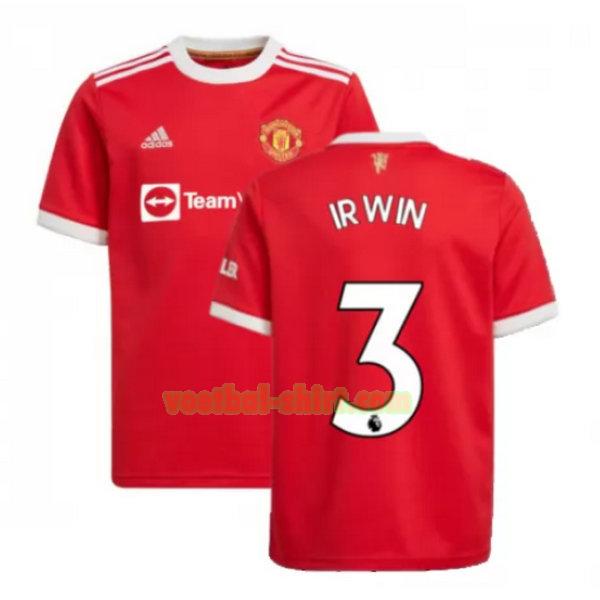 irwin 3 manchester united thuis shirt 2021 2022 rood mannen