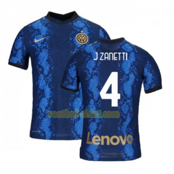 j zanetti 4 inter milan thuis shirt 2021 2022 blauw mannen