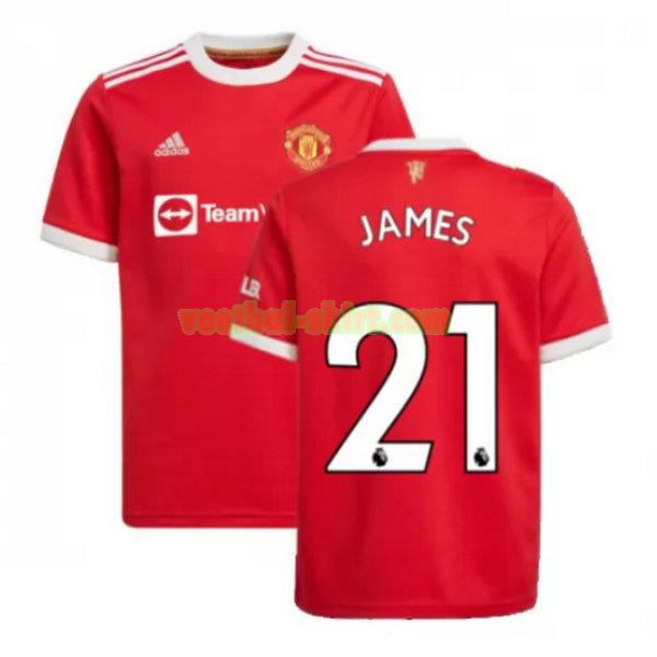 james 21 manchester united thuis shirt 2021 2022 rood mannen