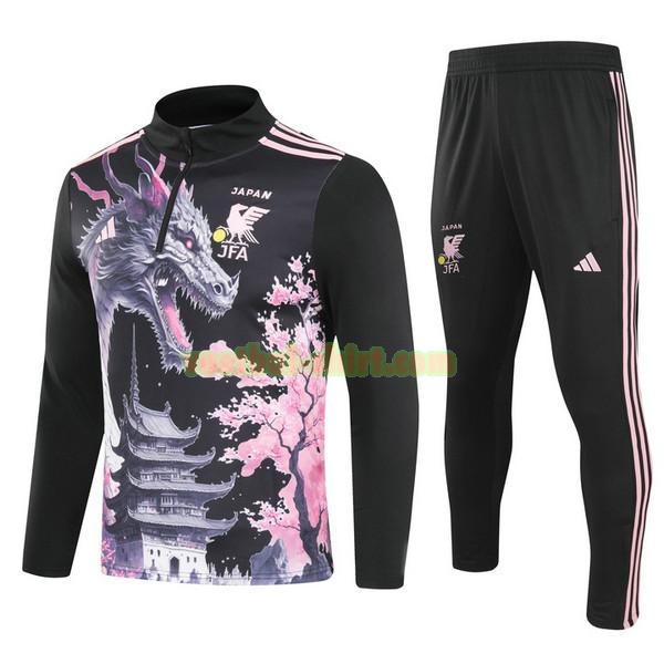 japan set half zipper trainingspak 2024 zwart roze kinderen