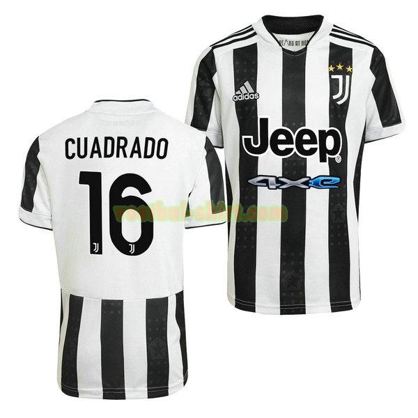 juan cuadrado 16 juventus thuis shirt 2021 2022 zwart wit mannen