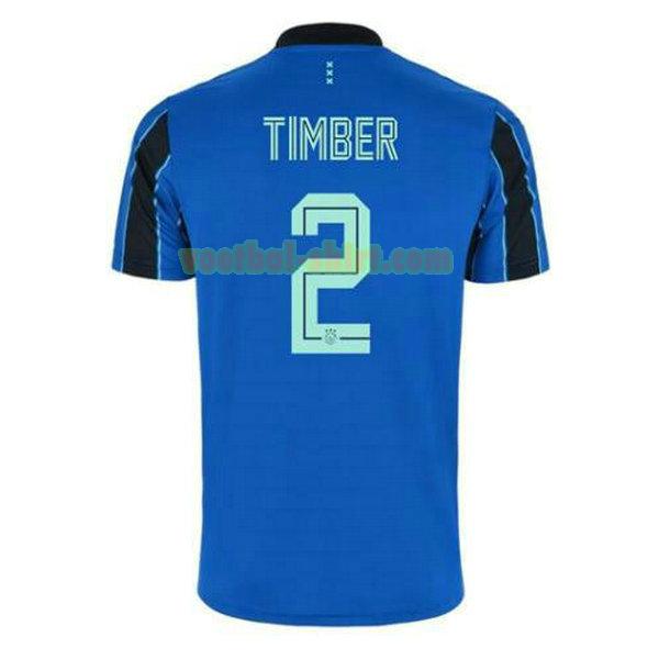 jurrien timber 2 ajax uit shirt 2021 2022 blauw mannen