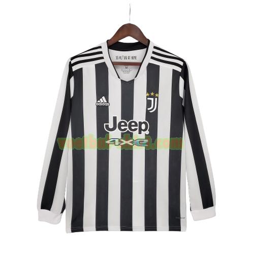 juventus lange mouwen thuis shirt 2021 2022 zwart wit mannen