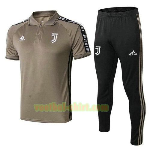 juventus set poloshirt 2019-2020 bruin zwart mannen