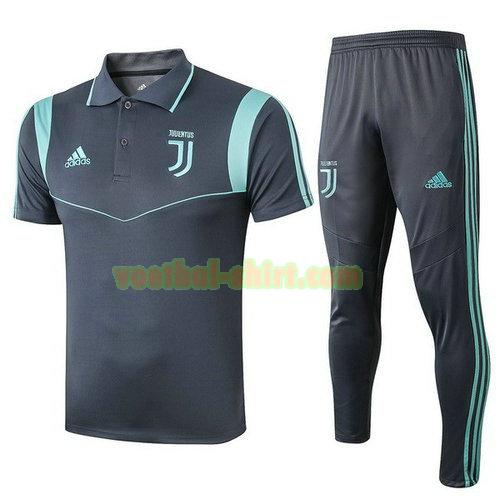 juventus set poloshirt 2019-2020 grijs blauw mannen