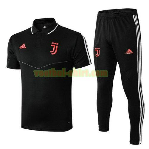 juventus set poloshirt 2019-20 zwart rood mannen