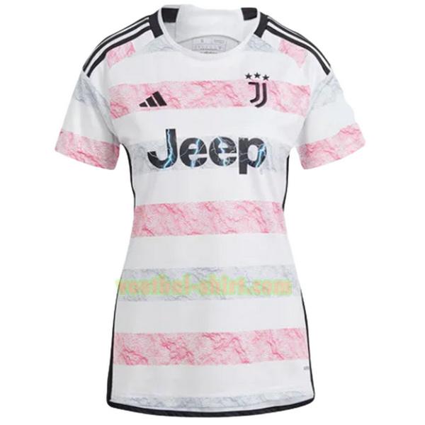 juventus uit shirt 2023 2024 wit roze dames