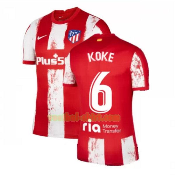 koke 6 atletico madrid thuis shirt 2021 2022 rood wit mannen