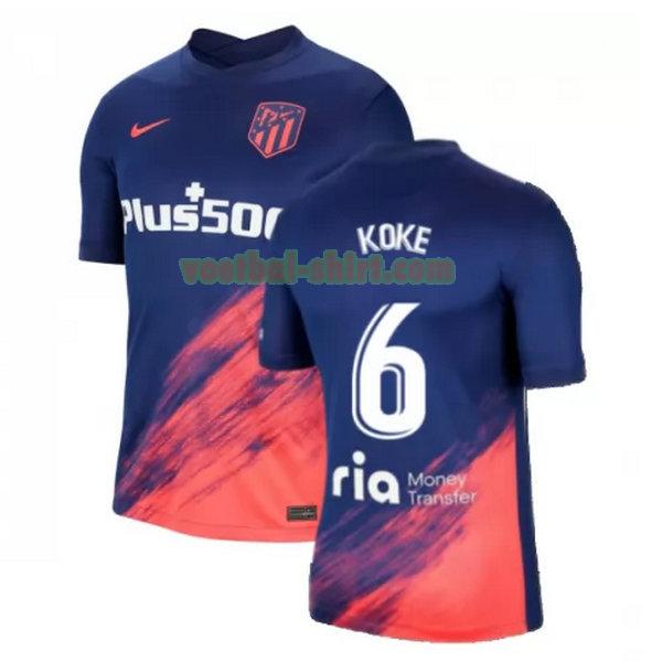 koke 6 atletico madrid uit shirt 2021 2022 blauw zwart mannen