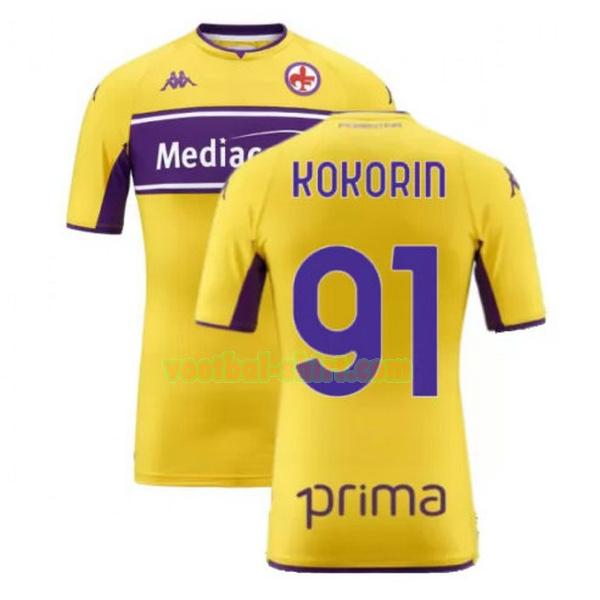 kokorin 91 fiorentina 3e shirt 2021 2022 geel mannen