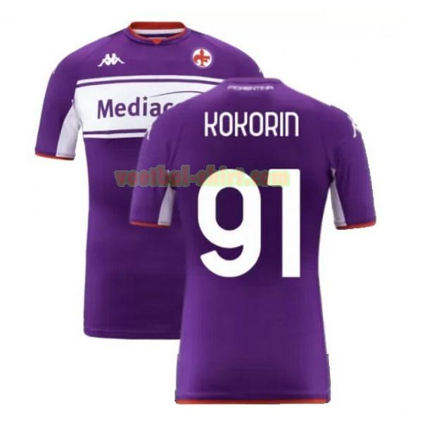 kokorin 91 fiorentina thuis shirt 2021 2022 purper mannen