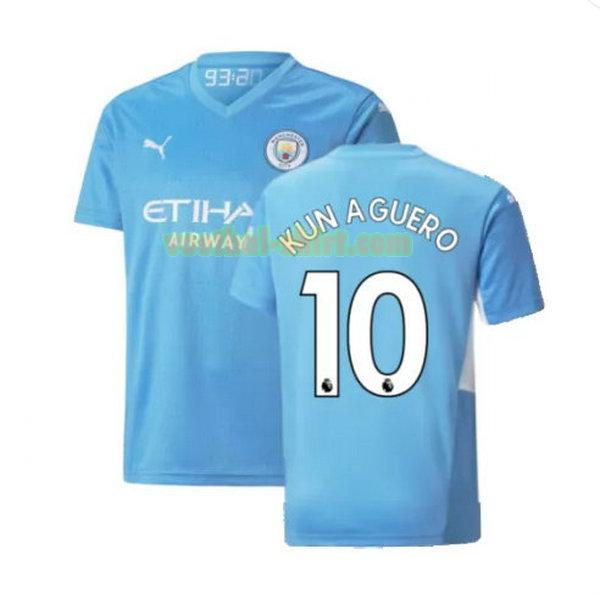 kun aguero 10 manchester city thuis shirt 2021 2022 blauw mannen