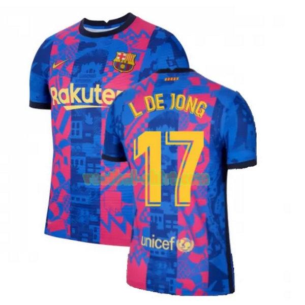 l de jong 17 barcelona 3e shirt 2021 2022 blauw rood mannen