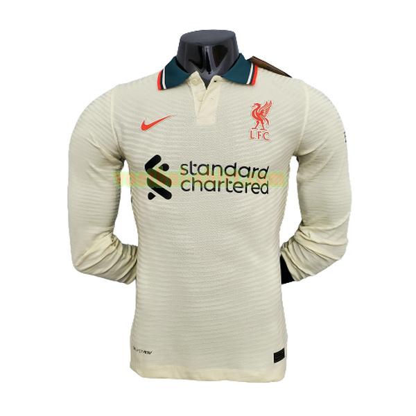 liverpool player uit shirt 2021 2022 lange mouwen wit mannen