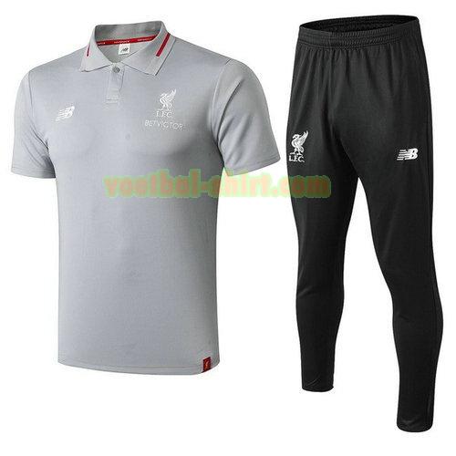 liverpool set poloshirt 2018-2019 grijs zwart mannen