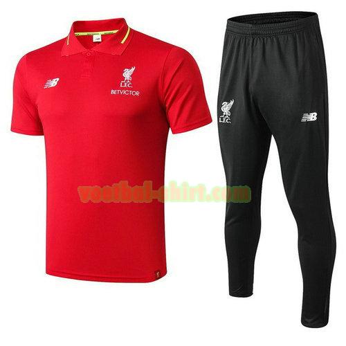 liverpool set poloshirt 2018-2019 rood zwart mannen