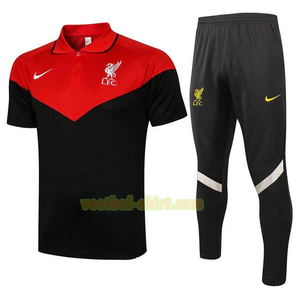 liverpool set poloshirt 2021 2022 zwart rood mannen