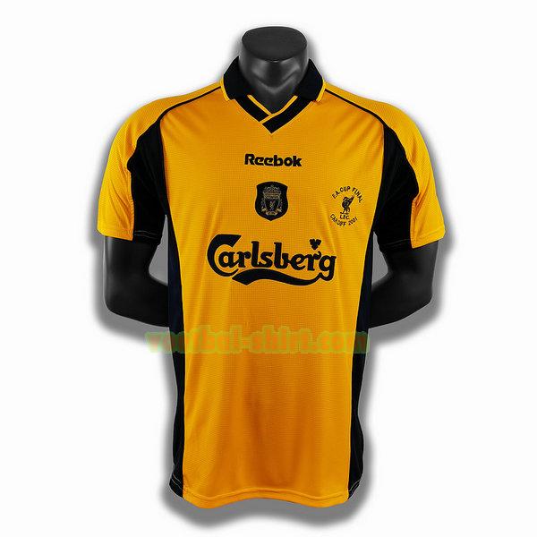 liverpool uit player shirt 2001 geel mannen