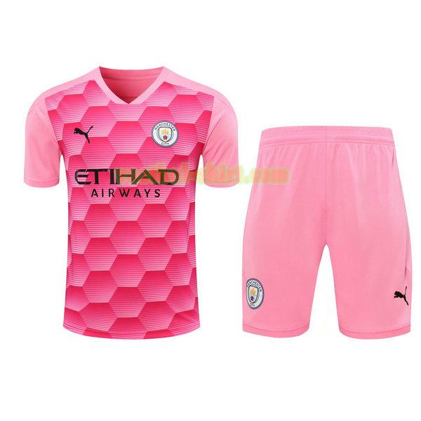 manchester city doelman shirts+pantalón 2021 roze mannen