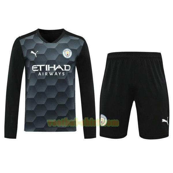 manchester city lange mouwen doelman shirts+pantalón 2021 zwart mannen