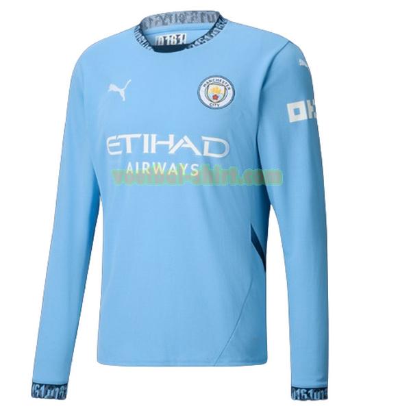 manchester city lange mouwen thuis shirt 2024 2025 blauw mannen