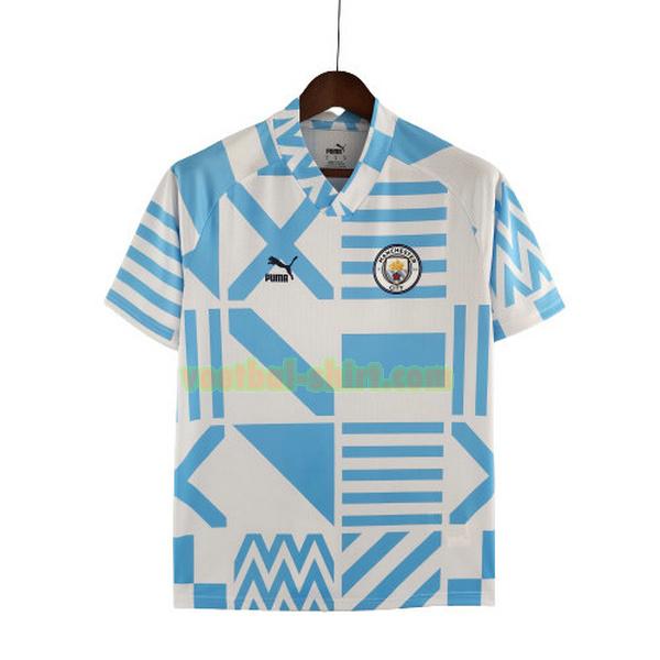 manchester city pre match shirt 2022 2023 blauw wit mannen