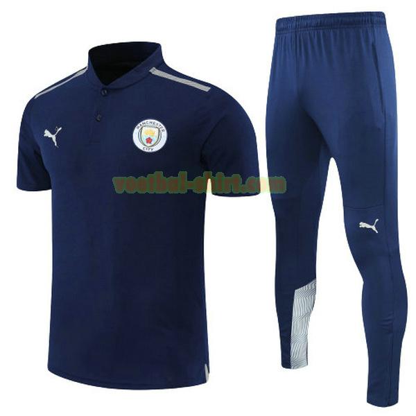 manchester city set polo 2022 blauw mannen