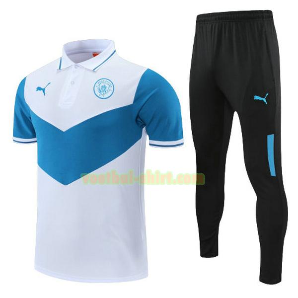 manchester city set polo 2022 wit blauw mannen