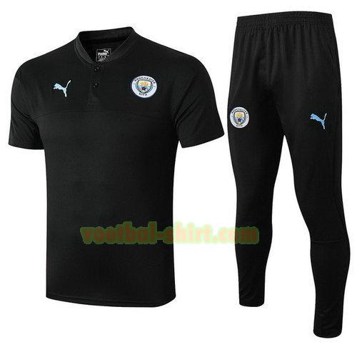 manchester city set poloshirt 2019-2020 zwart mannen