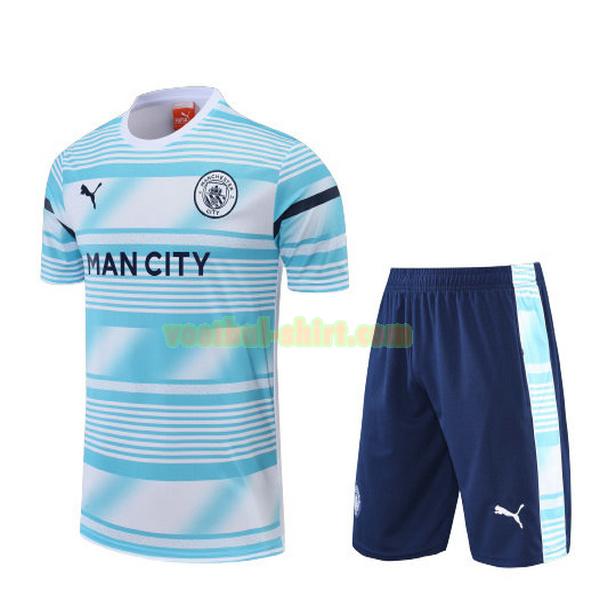 manchester city set training shirt 2022 2023 blauw wit mannen