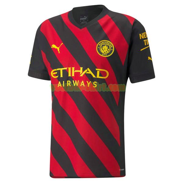 manchester city uit shirt 2022 2023 thailand zwart rood mannen