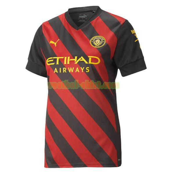 manchester city uit shirt 2022 2023 zwart rood dames