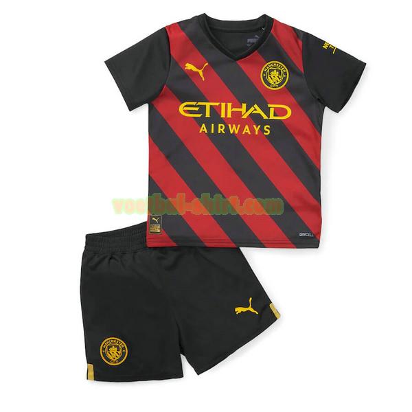 manchester city uit shirt 2022 2023 zwart rood kinderen