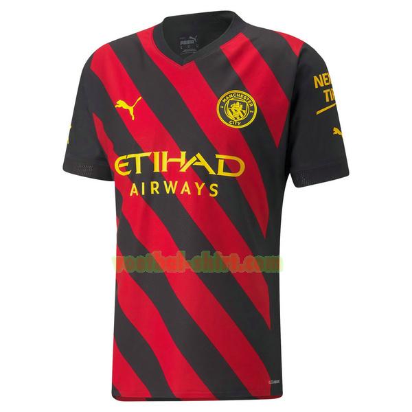 manchester city uit shirt 2022 2023 zwart rood mannen