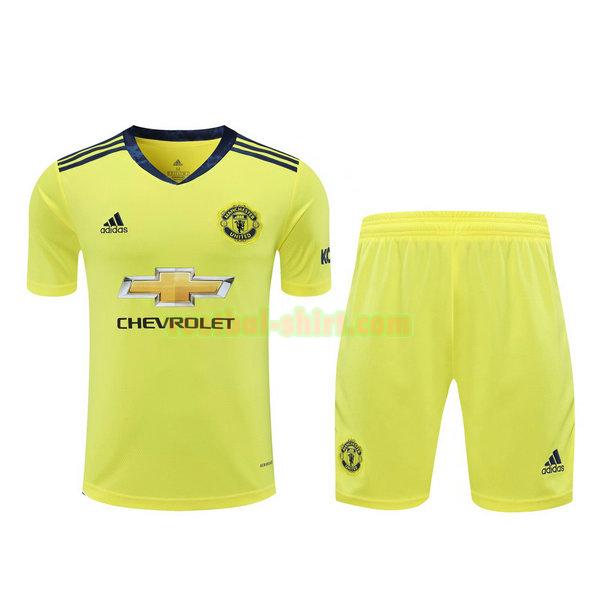 manchester united doelman shirts+pantalón 2021 geel mannen