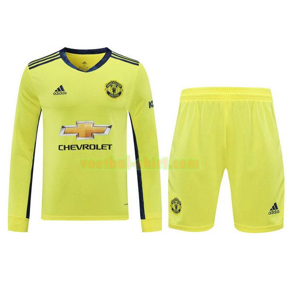 manchester united lange mouwen doelman shirts+pantalón 2021 geel mannen
