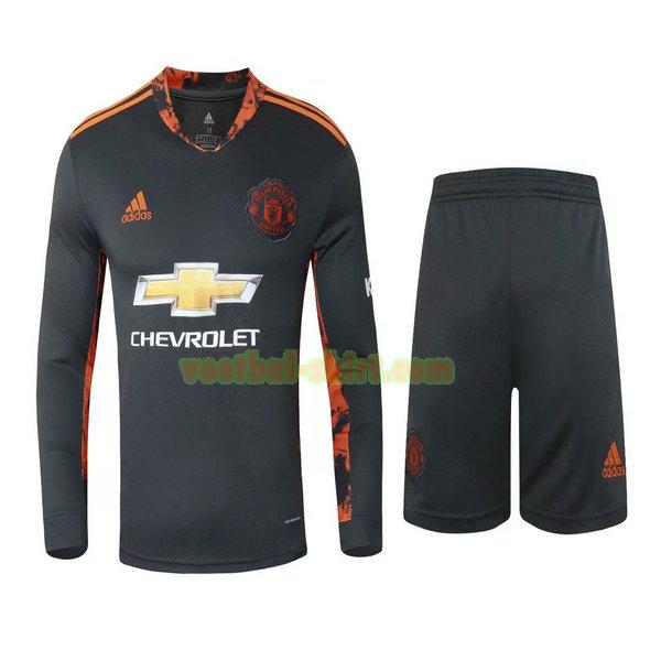 manchester united lange mouwen doelman shirts+pantalón 2021 zwart mannen