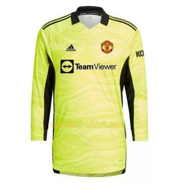 manchester united lange mouwen thuis doelman shirt 2021 2022 geel mannen