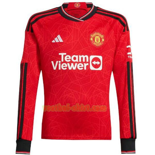 manchester united lange mouwen thuis shirt 2023 2024 rood mannen