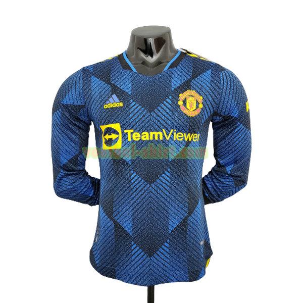 manchester united player 3e shirt 2021 2022 lange mouwen blauw mannen