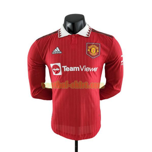 manchester united player lange mouwen thuis shirt 2022 2023 rood mannen