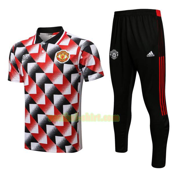 manchester united set polo 2022 2023 zwart rood wit mannen