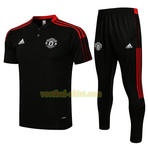 manchester united set poloshirt 2021 2022 zwart mannen