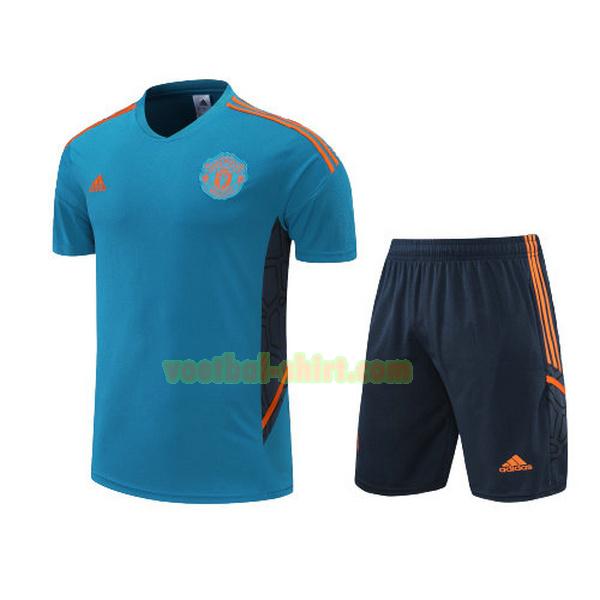 manchester united set training shirt 2022 2023 blauw mannen