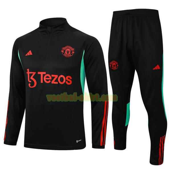 Goedkope manchester united set voetbal trainingspak 2023 2024 zwart ...