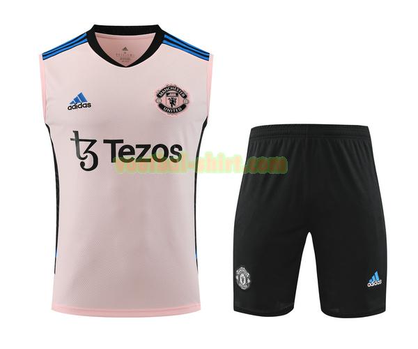 manchester united set vest shirt 2023 2024 roze mannen