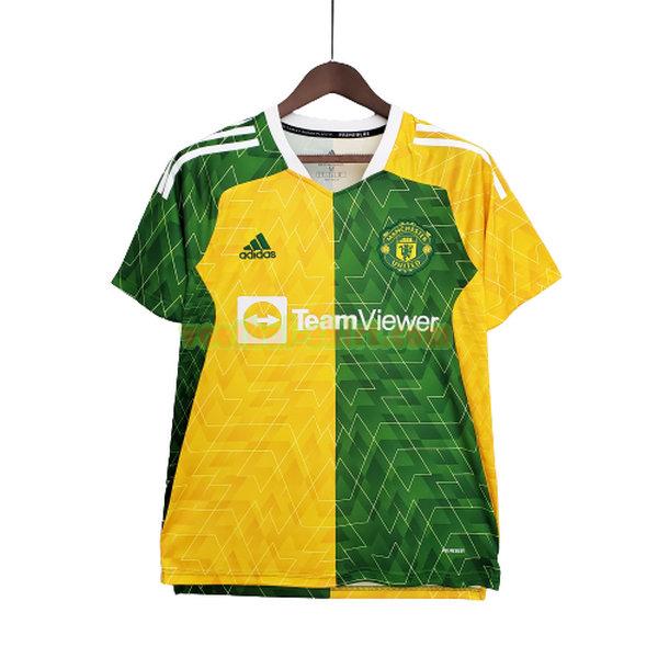 manchester united training shirt 2021 2022 groen geel mannen